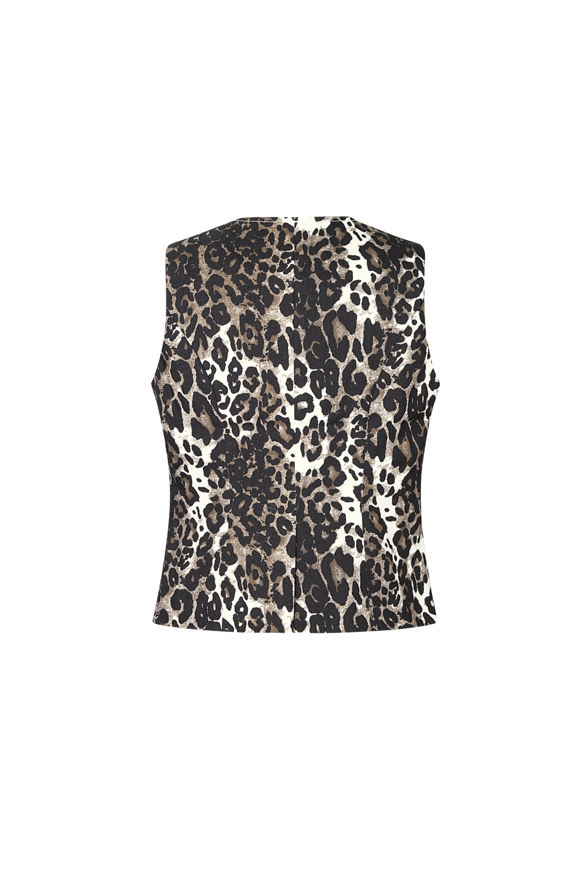 damen top leopardenmuster knopf | baumwolle | braun