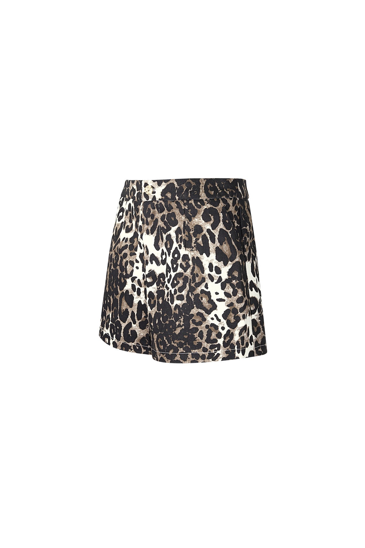damen shorts leopardenmuster hohe taille | baumwolle | braun