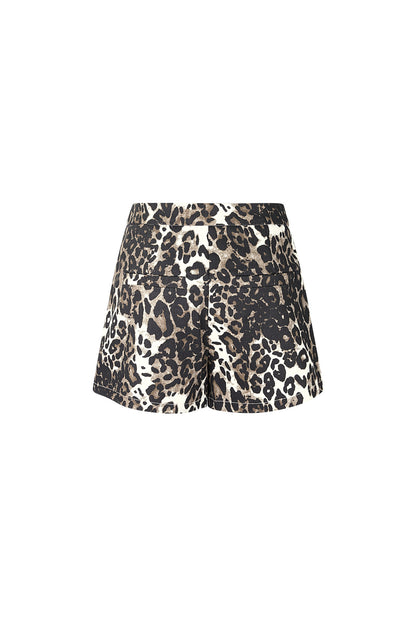 Damen Shorts Leopardenmuster Hohe Taille | Baumwolle | Braun