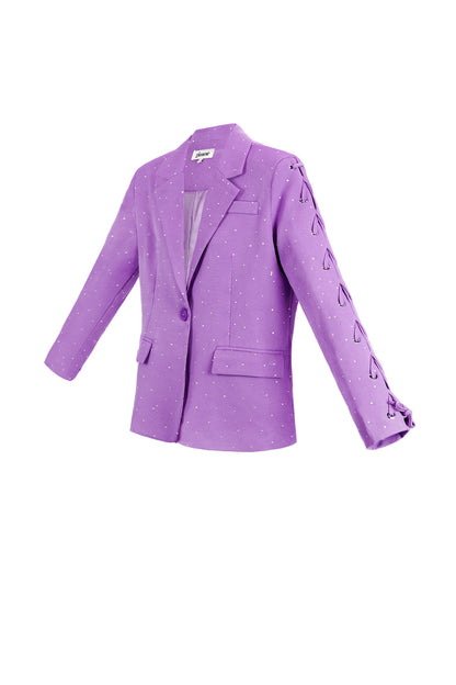 Damen Blazer Set | Schnürmanchetten | Lila & Beige