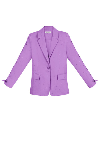 Damen Blazer Set | Schnürmanchetten | Lila & Beige
