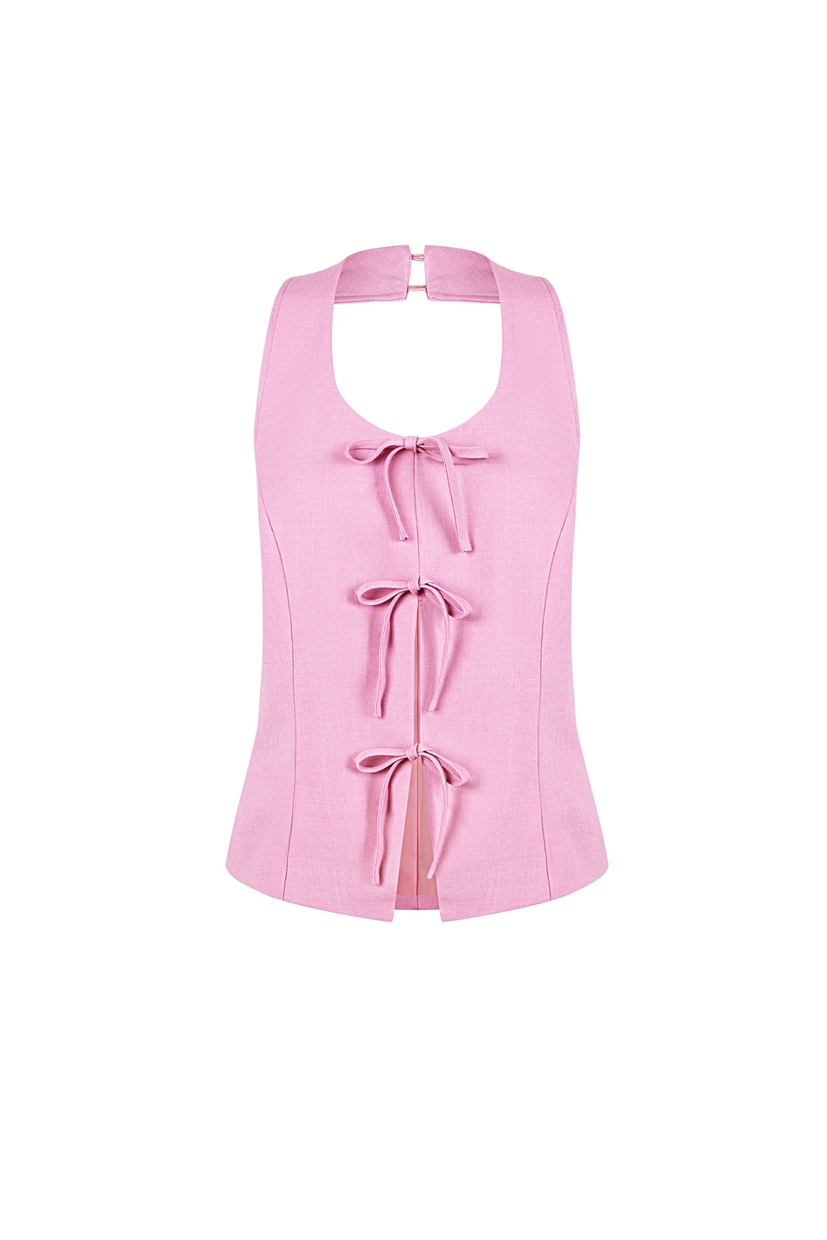 Damen Top Schleife Ärmellos | Polyester | Mehrfarbig