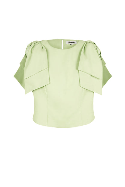 Damen Top Kurzarm Rüschenärmel | Polyester | Mehrfarbig