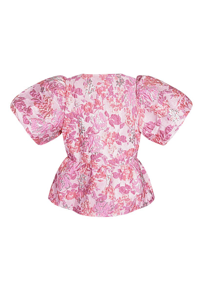 Damen Top Blütenmuster Elegant | Polyester | Sekt