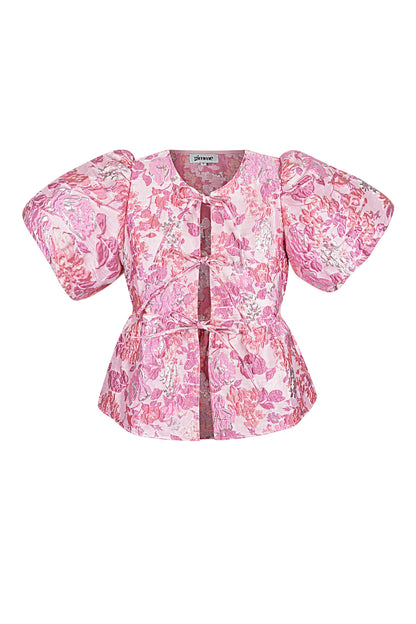 Damen Top Blütenmuster Elegant | Polyester | Sekt