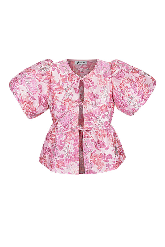 Damen Top Blütenmuster Elegant | Polyester | Sekt