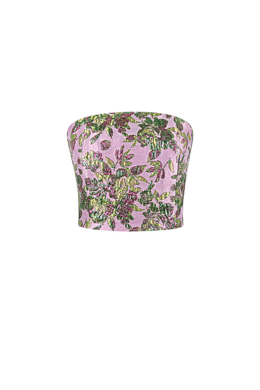 Damen Top Blumenmuster Ärmellos | Polyester | Sekt