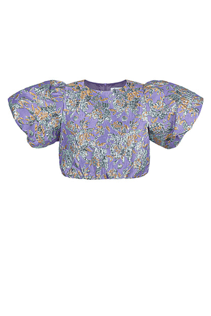 Damen Top Puffärmel Blumenmuster | Polyester | Mehrfarbig