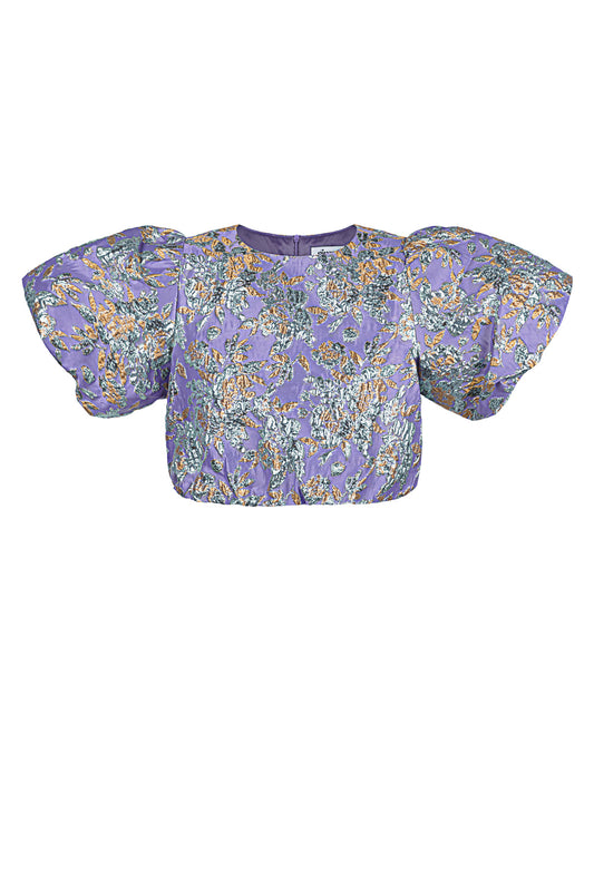 Damen Top Puffärmel Blumenmuster | Polyester | Mehrfarbig