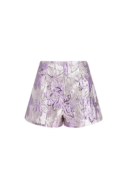 Damen Shorts Hochtailliert Blumenmuster | Polyester | Mehrfarbig