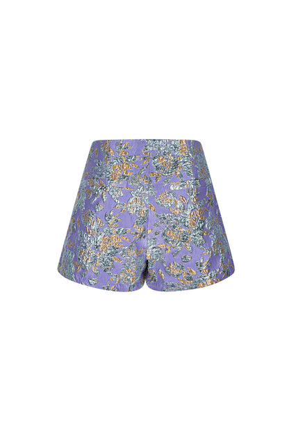Damen Shorts Hochtailliert Blumenmuster | Polyester | Mehrfarbig