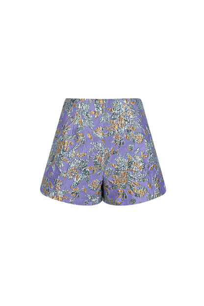 Damen Shorts Hochtailliert Blumenmuster | Polyester | Mehrfarbig
