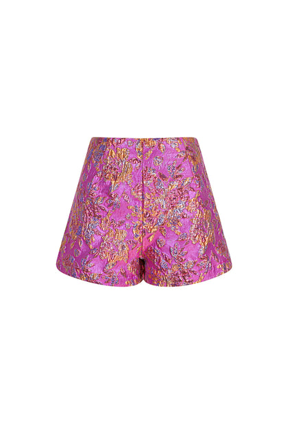 Damen Shorts Hochtailliert Blumenmuster | Polyester | Mehrfarbig
