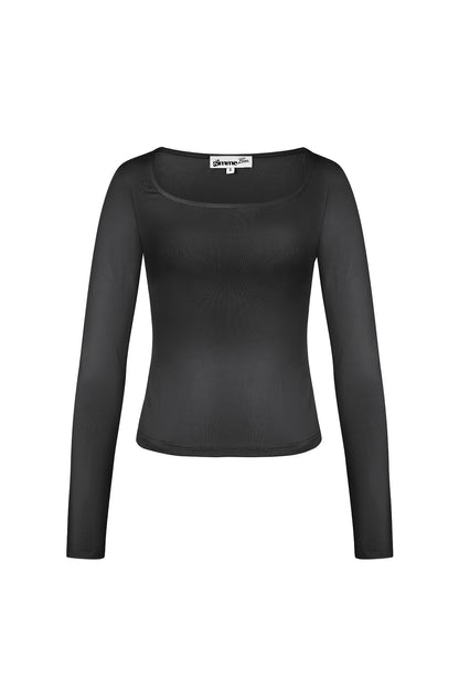 Damen Crop-Top Quadrat Ausschnitt | Polyester | Schwarz