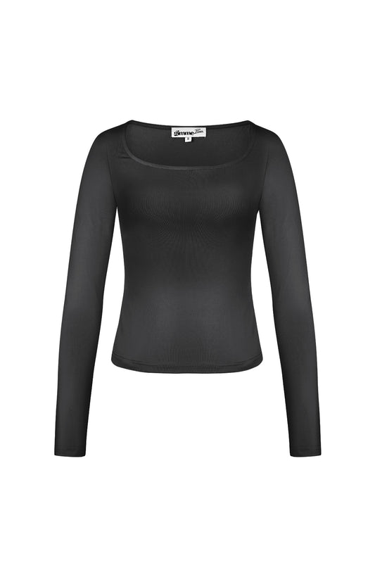 Damen Crop-Top Quadrat Ausschnitt | Polyester | Schwarz