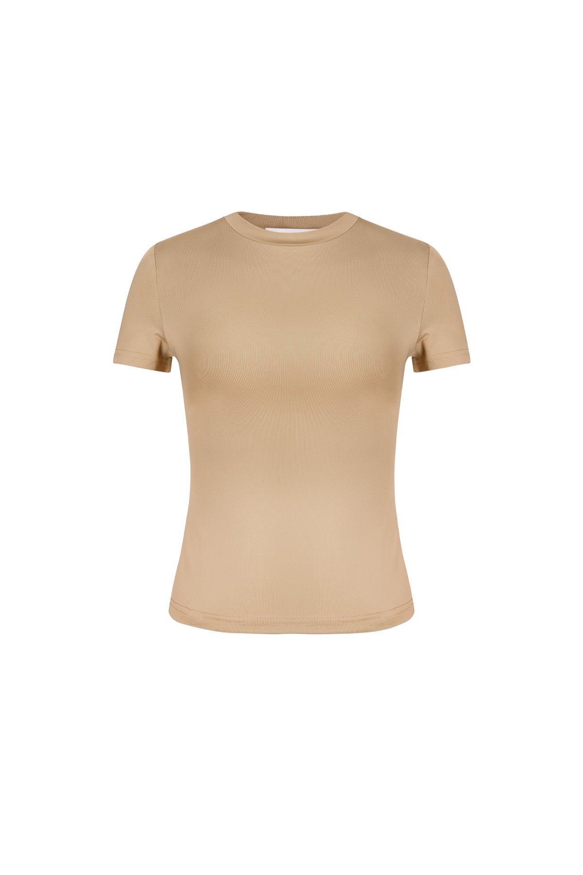 Damen Top Bodycon Kurzarm | Polyester | Braun