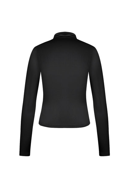 Damen Langarmshirt Rippstrick Stehkragen | Polyester | Mehrfarbig