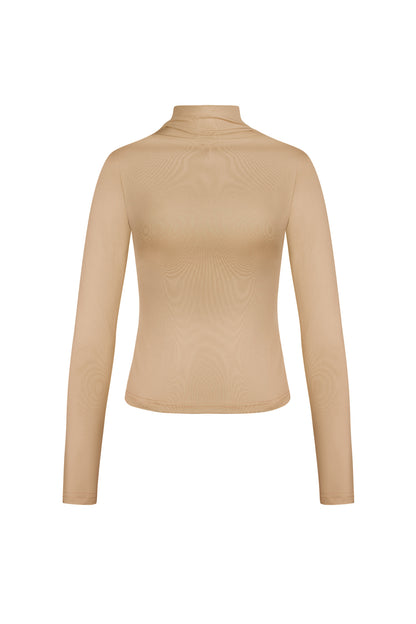 Damen Langarmshirt Rippstrick Stehkragen | Polyester | Mehrfarbig