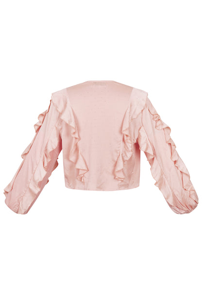 Damen Langarmshirt Rüschen Bindung | Polyester | Mehrfarbig