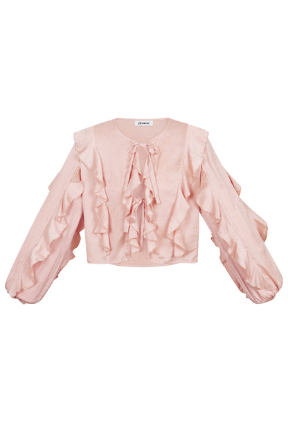 Damen Langarmshirt Rüschen Bindung | Polyester | Mehrfarbig