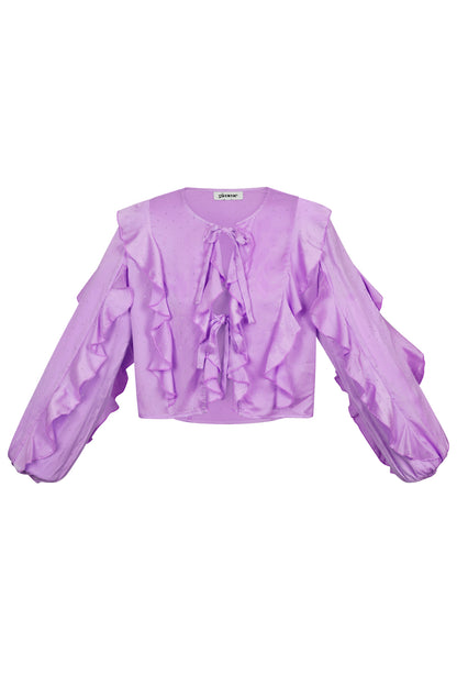 Damen Langarmshirt Rüschen Bindung | Polyester | Mehrfarbig