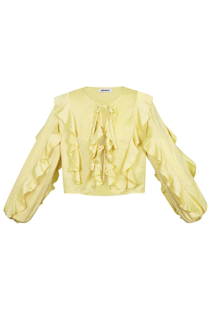 Damen Langarmshirt Rüschen Bindung | Polyester | Mehrfarbig
