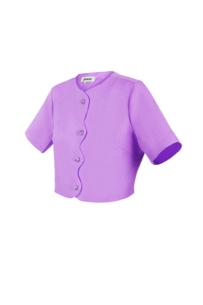 Damen Top Kurzarm Knopfleiste | Polyester | Mehrfarbig