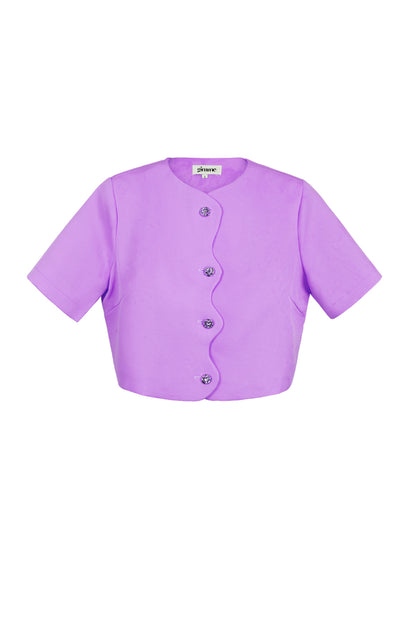 Damen Top Kurzarm Knopfleiste | Polyester | Mehrfarbig