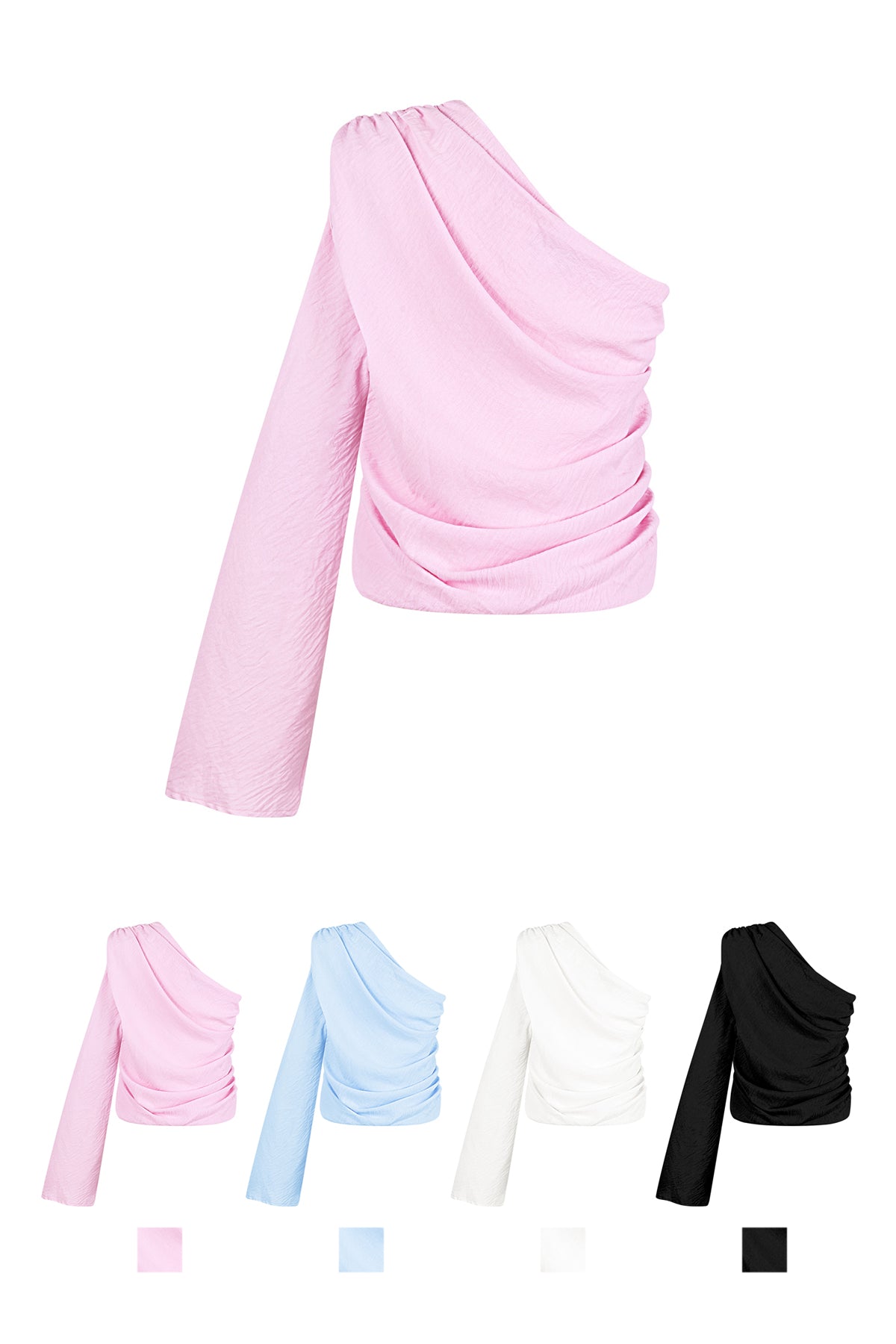damen langarmshirt ein-schulter asymmetrisch | polyester | mehrfarbig