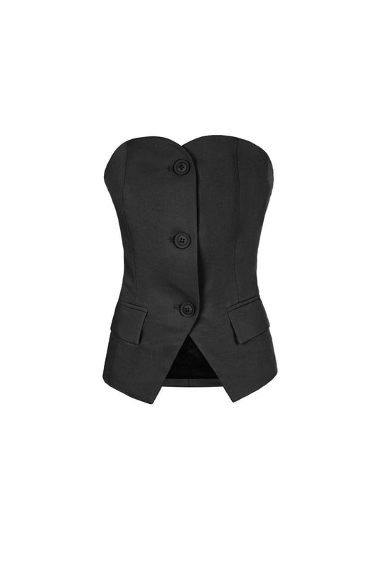 Damen Top Strukturiert Knopfdesign | Polyester | Mehrfarbig