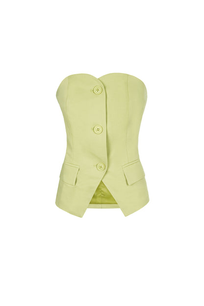 Damen Top Strukturiert Knopfdesign | Polyester | Mehrfarbig
