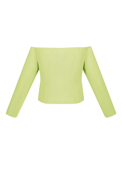 Damen Top Off-Shoulder Knopfleiste | Polyester | Mehrfarbig
