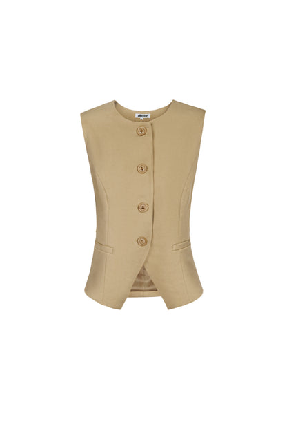 Damen Top Strukturiert Knopf | Polyester | Mehrfarbig