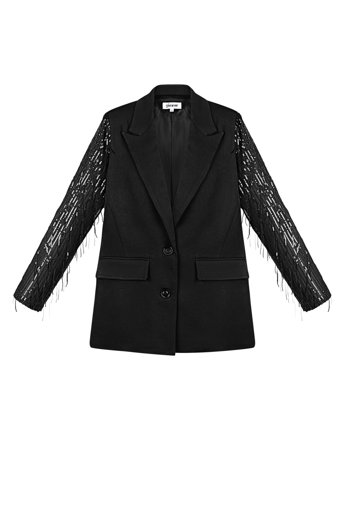 damen blazer franzenärmel | elegant | rot & schwarz