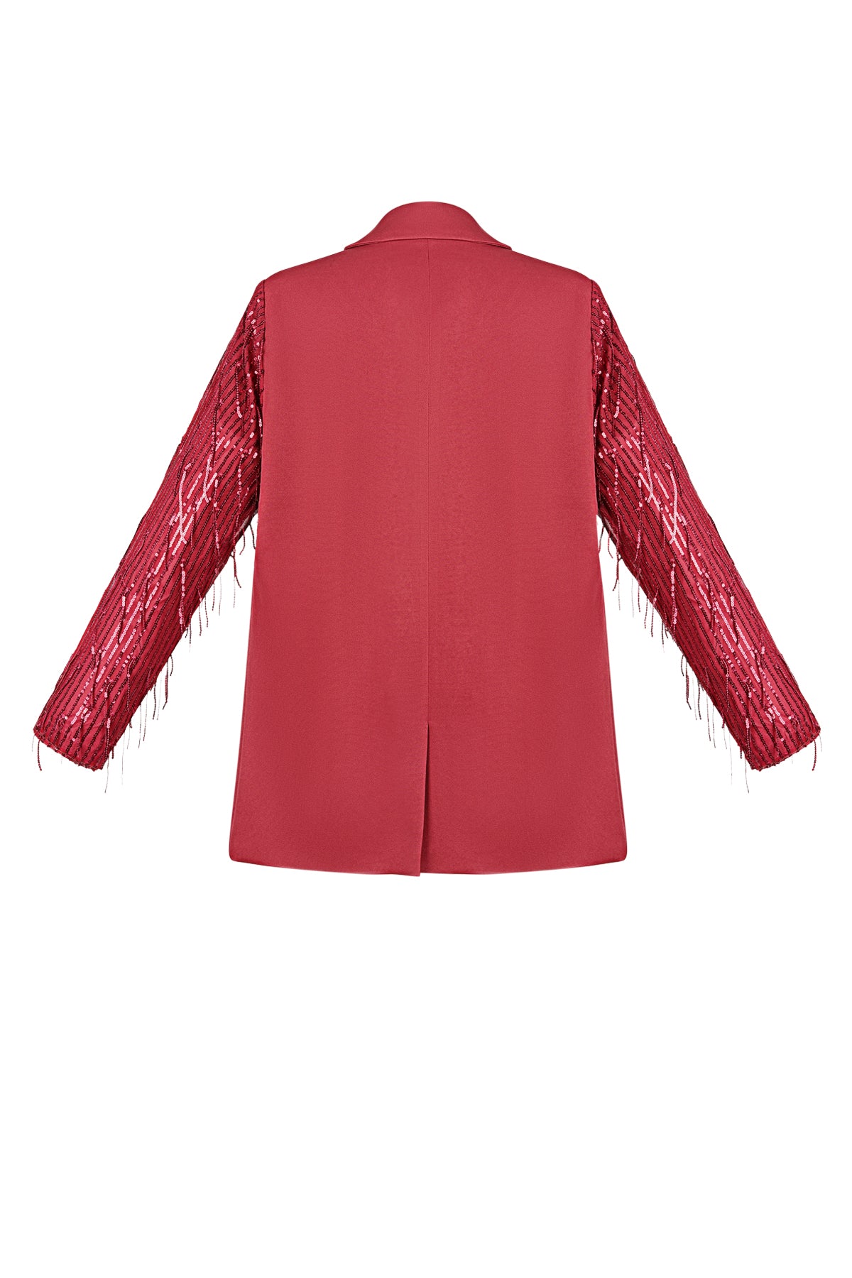 damen blazer franzenärmel | elegant | rot & schwarz