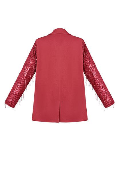 Damen Blazer Franzenärmel | Elegant | Rot & Schwarz