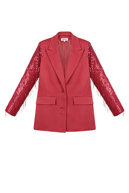 Damen Blazer Franzenärmel | Elegant | Rot & Schwarz