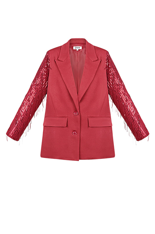 Damen Blazer Franzenärmel | Elegant | Rot & Schwarz