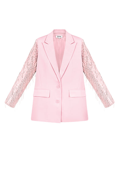 Damen Blazer Franzenärmel | Elegant | Rot & Schwarz