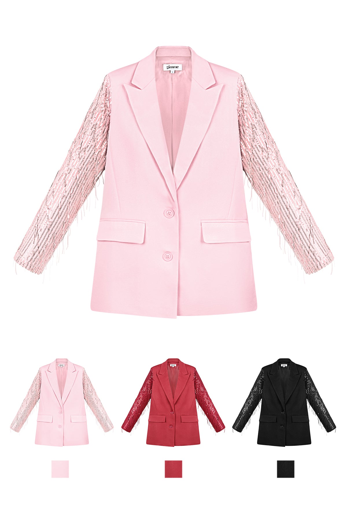 damen blazer franzenärmel | elegant | rot & schwarz