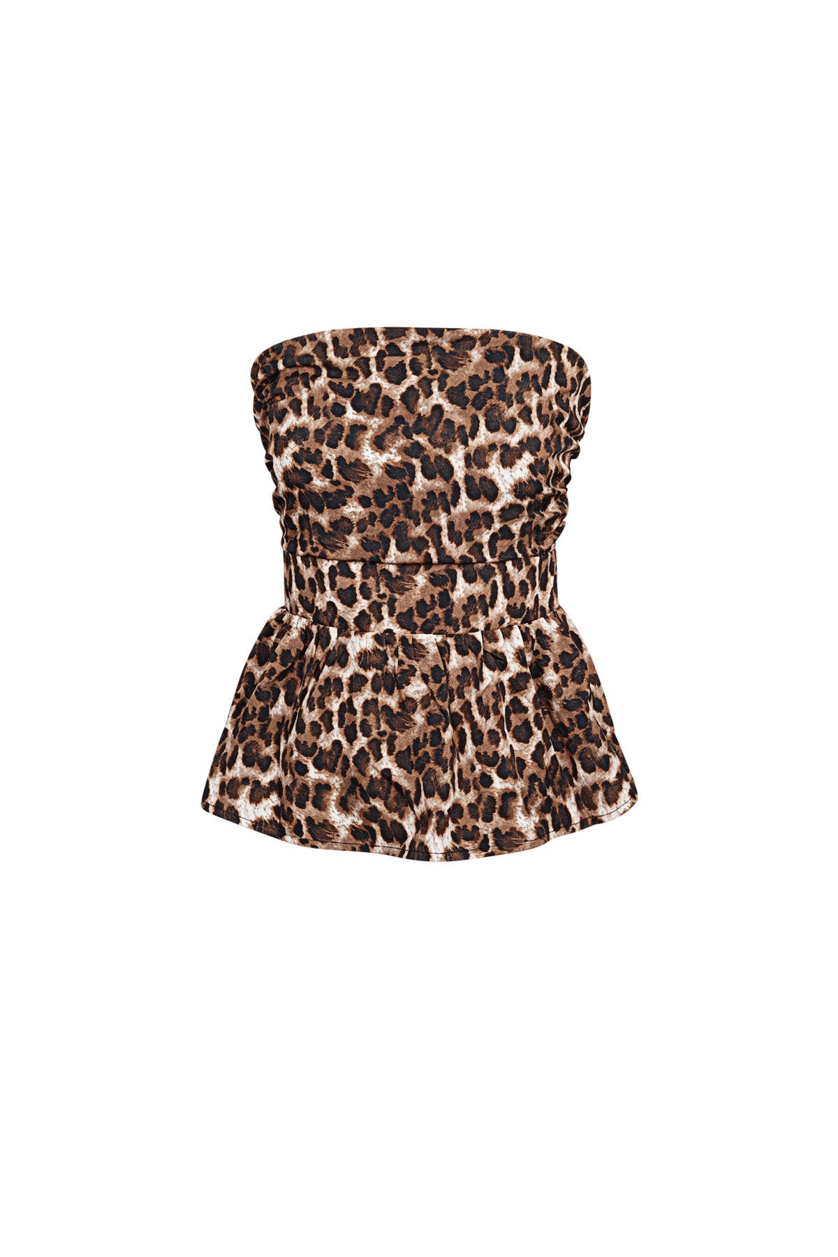 damen top peplum leopardenmuster | polyester | braun