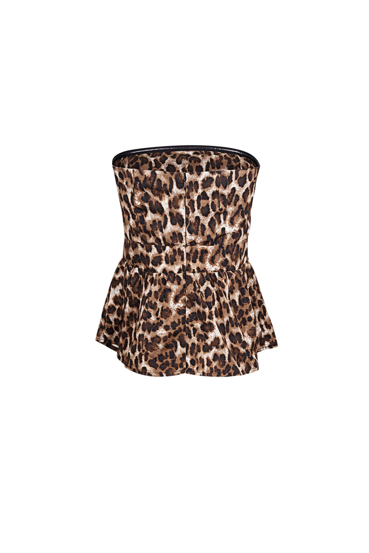 damen top peplum leopardenmuster | polyester | braun
