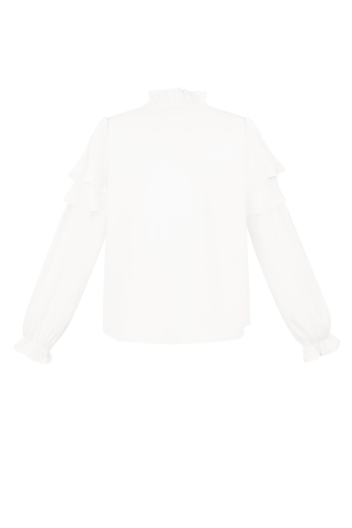 damen langarmshirt volant v-ausschnitt | polyester | mehrfarbig