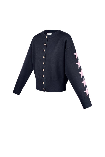 Damen Cardigan Kurz Sternmuster | Viskose | Mehrfarbig
