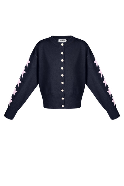 Damen Cardigan Kurz Sternmuster | Viskose | Mehrfarbig