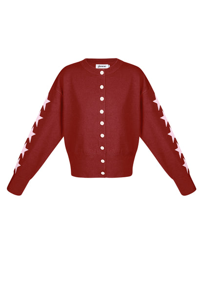 Damen Cardigan Kurz Sternmuster | Viskose | Mehrfarbig