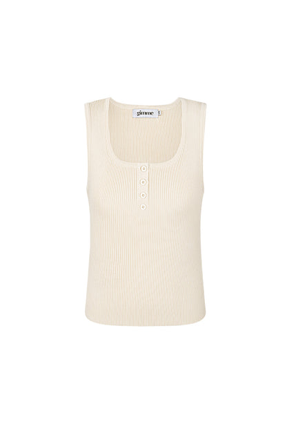Damen Top Rippstrick Knopfleiste | Viskose | Mehrfarbig