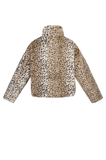Damen Jacke Kunstfell Leopard | Polyester | Beige