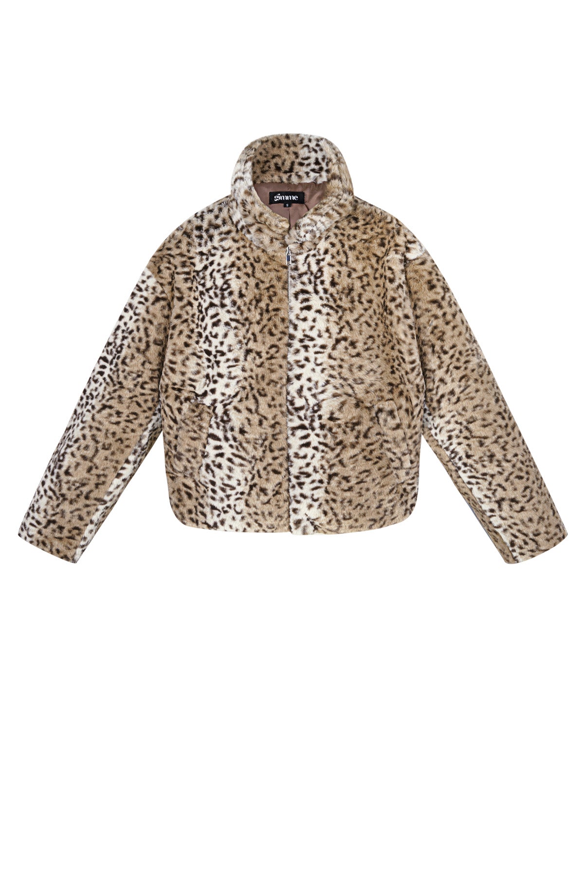 damen jacke kunstfell leopard | polyester | beige