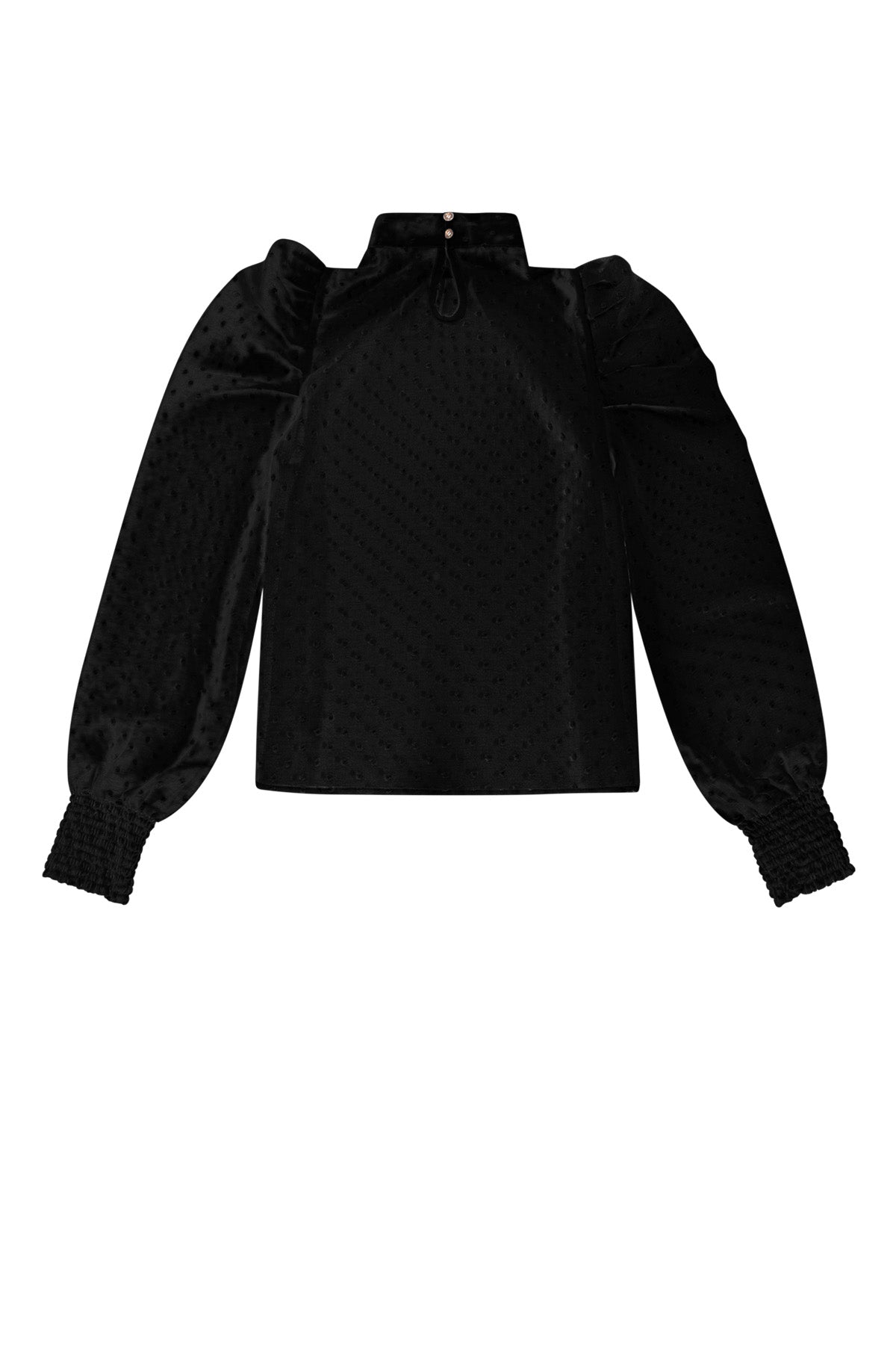 damen langarmshirt puffärmel hoher kragen | polyester | mehrfarbig